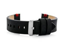 Pasek skórzany do zegarka W110 - czarny/czerwone - 20mm