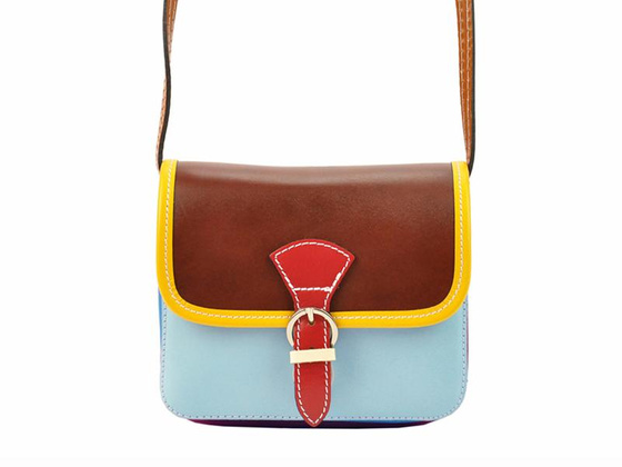 Torebka damska skórzana KEMER 112 pomarańczowy + granat