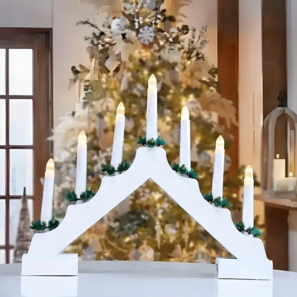 Świecznik adwentowy LED, ciepła biel 7 świec lampka biała LAMP61