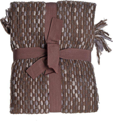 Pled brązowy z frędzlami  130x170cm