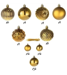 Bombki choinkowe komplet 100 szt. nietłukących plastikowych bombek - Złoty
