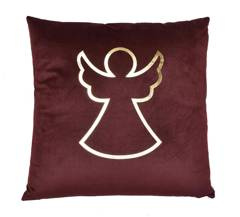 Poduszka bordowa ze złotym aniołem