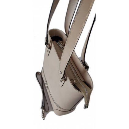 Porządna,praktyczna włoska torebka na ramię a4 beżowa V335T