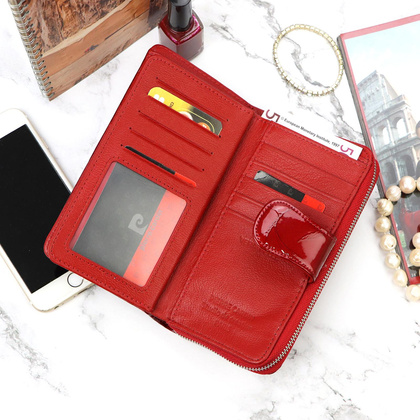 PIERRE CARDIN Skórzany portfel damski, czerwony