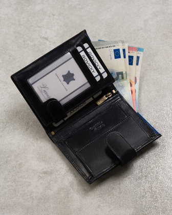 Skórzany portfel męski na karty z systemem rfid