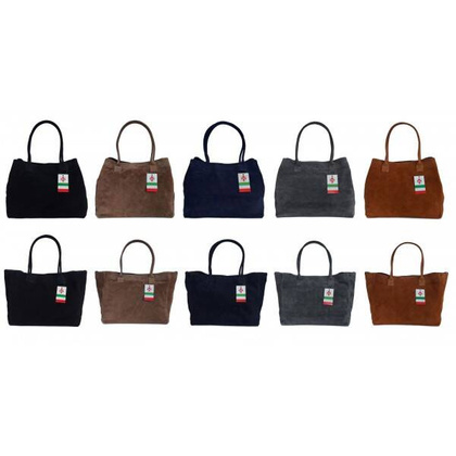 Duża włoska torba XL- A4 , worek na ramię , zamsz naturalny Vera Pelle ,Czarna  WGXL5N