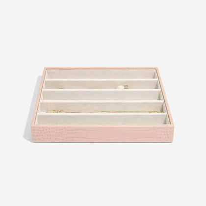 Szkatułka na biżuterię Stackers Croc pięciokomorowa classic różowa