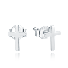 MINET Małe srebrne kolczyki krzyżyki