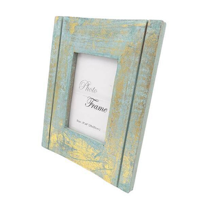 Drewniana ramka na zdjęcia "złoto i mięta" 30898 - format 15x10cm