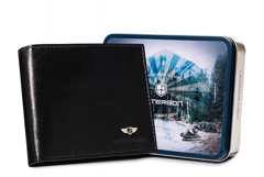 Duży, skórzany portfel męski bez zapięcia peterson