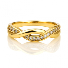 Pierścionek stal chirurgiczna platerowana złotem, z cyrkoniami PST978, Rozmiar pierścionków: US6 EU11