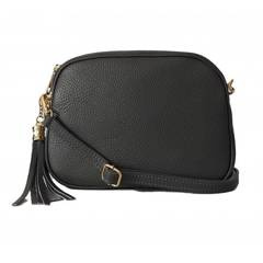 Listonoszka trzy komory frędzelek, złote okucia Vera Pelle Szara ,Grafit VP3KZG