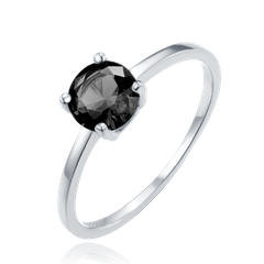 MINET Pierścien srebrny elegancki z czarną cyrkonią wielkość 22 cyrkoniami wielkość 45