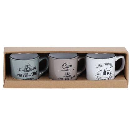 Kubek z uchem ceramiczny do kawy zestaw komplet kubków na prezent 160 ml 3 sztuki