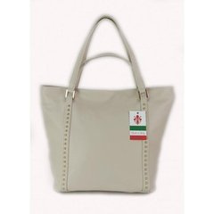 Duża włoska torba na ramię,podwójne uszy, worek Vera Pelle ,Beżowy WM555T KEMER