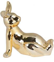 Królik leżący ceramiczny złoty duży
