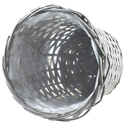 Osłonka na kwiaty roślinę doniczkę pleciona wiklinowa doniczka szara koszyk boho 25x20 cm