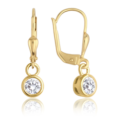 MINET Eleganckie złote kolczyki z białymi cyrkoniami Au 585/1000 1,85g