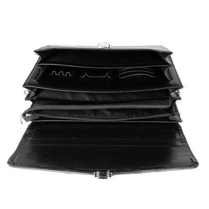 Skórzana teczka męska na laptopa ramię czarna - Pavone Nero Bolzano 2256 BL