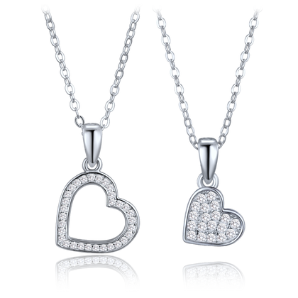MINET Srebrny komplet naszyjników z sercem – matka i córka