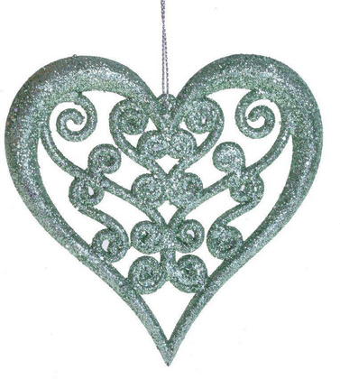 Zawieszka serce miętowe z brokatem