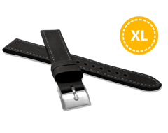 LAVVU XXL Szyty czarny pasek SPORT z luksusowej skóry Top Grain - 16 XXL