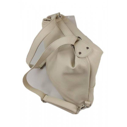 Torebko plecak,Włoski worek na ramię Vera Pelle,pojemny A4 STZ34T beżowy