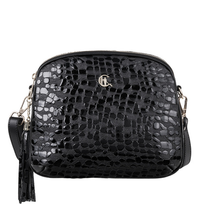 Listonoszka Canaletto ze skóry naturalnej z efektem kropli i srebrnymi wykończeniami TD808s258