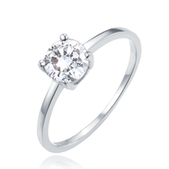 MINET Pierścien srebrny elegancki z białą cyrkonią wielkość 16