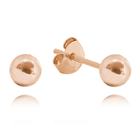 MINET Kolczyki srebrne rosegold KULKI 5 mm