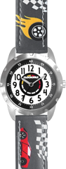 CLOCKODILE Świecący szary zegarek chłopięcy SAMOCHODY WYŚCIGOWE