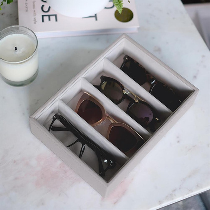 Pudełko na okulary Stackers Classic taupe 4 komorowe