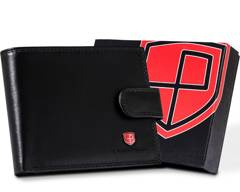 Duży skórzany portfel męski z zapinką na zatrzask