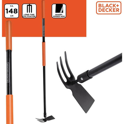 MOTYKA OGRODOWA KULTYWATOR UCHWYT WŁÓKNO SZKLANE 2W1 BLACK + DECKER