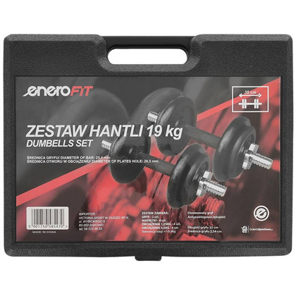 Hantla Żeliwna 19 Kg ( 2X9.5 Kg ) Walizka Eb Fit