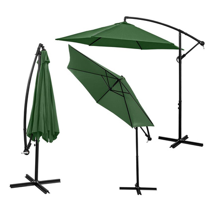 Parasol ogrodowy 300cm składany na wysięgniku zielony