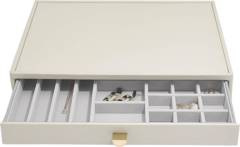 Szkatułka na biżuterię Stackers 19 komorowa supersize jasnobeżowa z szufladą