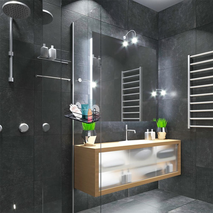 Półka łazienkowa pod prysznic na przyssawki prostokątna czarna