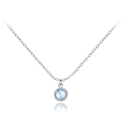 MINET Delikatny naszyjnik z białego złota z niebieskim cyrkonem Au 585/1000 1,55g