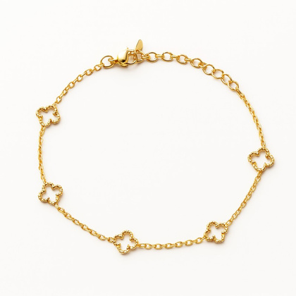 Bransoletka na rękę stal chirurgiczna pozłacana 14k złotem, koniczynka BST1594