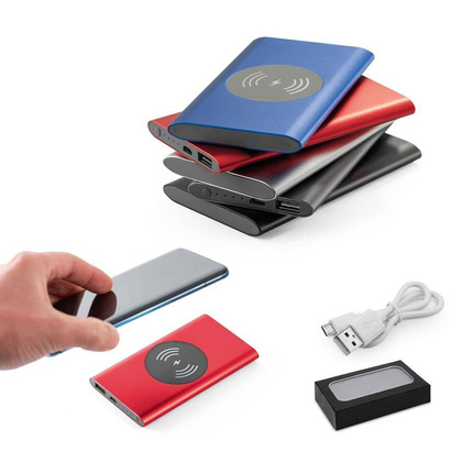 Powerbank i bezprzewodowa ładowarka, czerwony