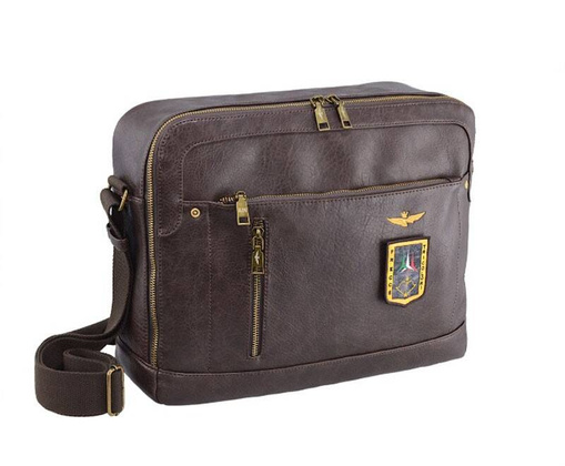 Torba na ramię AERONAUTICA MILITARE Pilot Brązowa