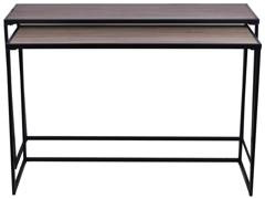 Kpl. dwóch stolików dębowych z metalowymi nogami 133x43x85 123x43x80cm