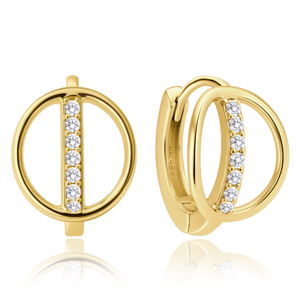 MINET Eleganckie złote kolczyki z białymi cyrkoniami Au 585/1000 1,75g