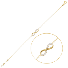 MINET Elegancka złota bransoletka nieskończoność z białymi cyrkoniami Au 585/1000 1,15g