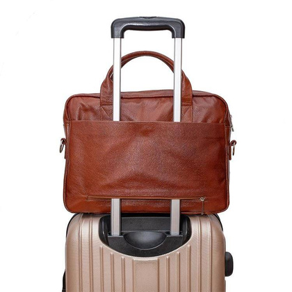 Skórzana listonoszka męska torba na ramię laptopa brązowa - Pavone Nero Lukka 2324 BR