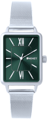 MINET Zielony damski zegarek SIENA ze srebrna stalową bransoletką