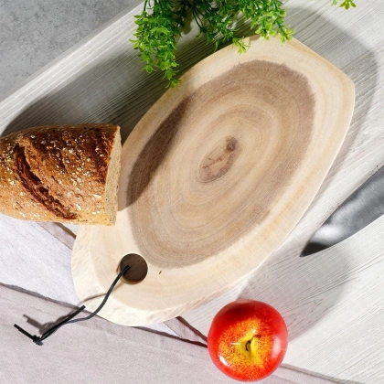 Deska kuchenna do krojenia serwowania talerz drewniany taca naturalna 34x16 cm