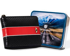 Skorzany sportowy portfel na zamek