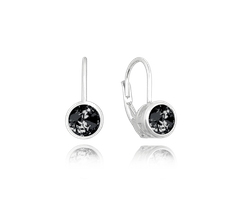 MINET Kolczyki srebrne z czarnymi cyrkoniami